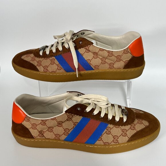 Gucci Original GG Supreme Shoes Mens Size 12 Brown Blue Bee Stripe 521682 KY940G - Picture 7 of 15